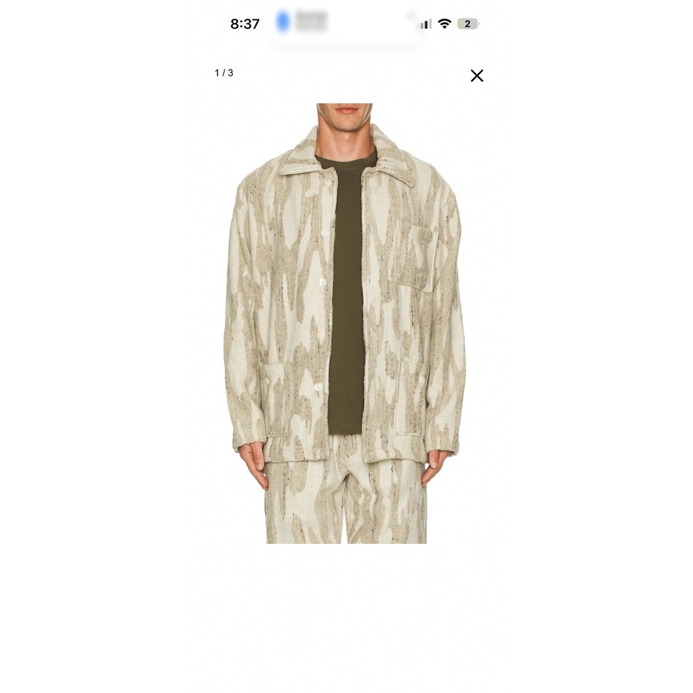 OAS Fern Dandy Linen Terry Jacket‎ Mens Large Beige Tan Chore Coat
